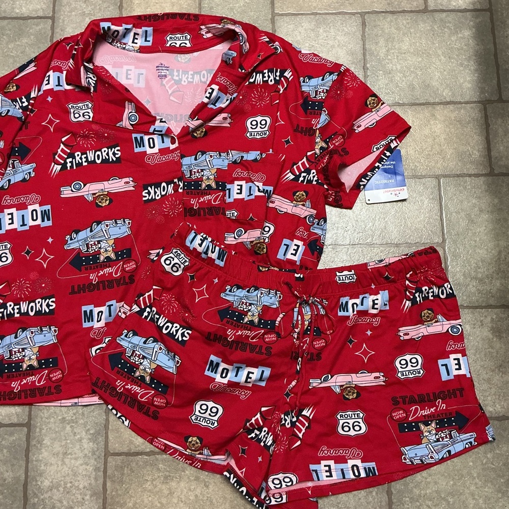 Womans Red Fireworks Pajama Set
